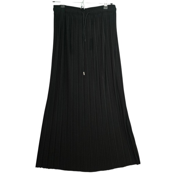 Dresses & Skirts - Goth Black Pleated Maxi Skirt Small Accordion Pleat Long Skirt Dressy Minimal